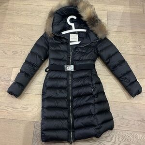 Moncler down jacket size 0 with belt